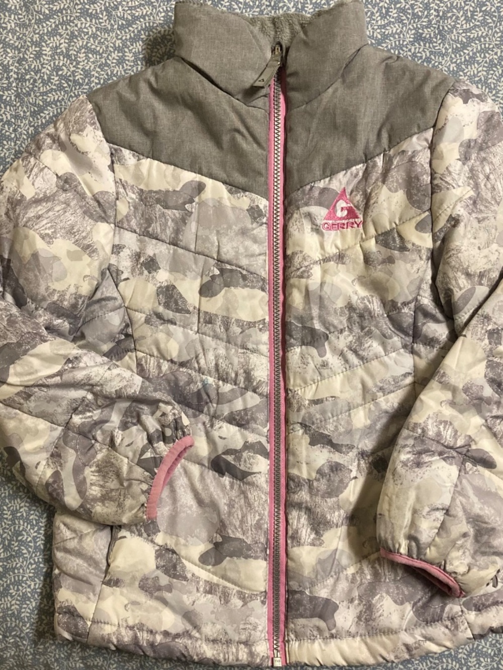 Girl's GERRY Winter Coat White/Grey Camo Size 7/8